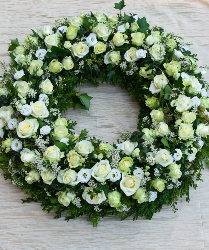 Funeral,Wreath,With,Fresh,Flowers